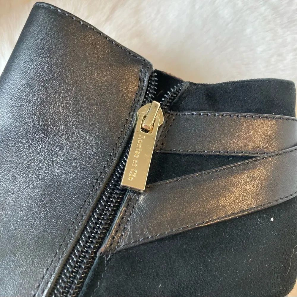 Louise et Cie Black Heeled Booties Boots Size 7.5 Suede Leather